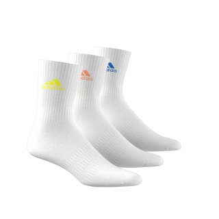 adidas Sport Socks Crew Cushion (arch support, fully padded) white/multi-color logo - 3 pairs